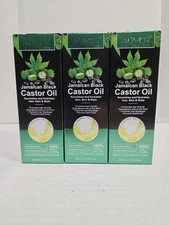 3 Pack- Al'iver A Jamaican Black Castor Oil Cold Pressed Sealed 2.02 oz Bottles