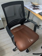 Mesh Office Chair With Brown Leather Seat