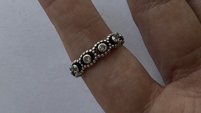 Pandora Sterling Silver CZ Eternity Band Ring 925 ALE Clear Stone Stack Ring