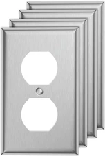 4-Pack Single Duplex Wall Switch Plate Outlet Cover - Stainless Steel Decorator