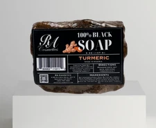 100% African Black Soap Bar w/ Turmeric Oil
