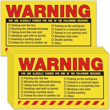 Warning, You are Illegally Parked Parking Violation Stickers-Private Yellow