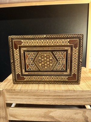 Handcrafted Moroccan Atlas Wood Rectangular Storage Organizer Box