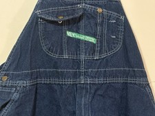 VTG Key Imperial Overalls Mens Size 46 X 29" Dark Blue Bib Denim EUC