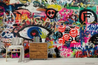 3D Abstract Graffiti Wallpaper Wall Mural Removable Self-adhesive 39