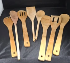 8 Pcs Bamboo Wooden Spoons for Cooking Non-Stick Wooden Kitchen Utensils