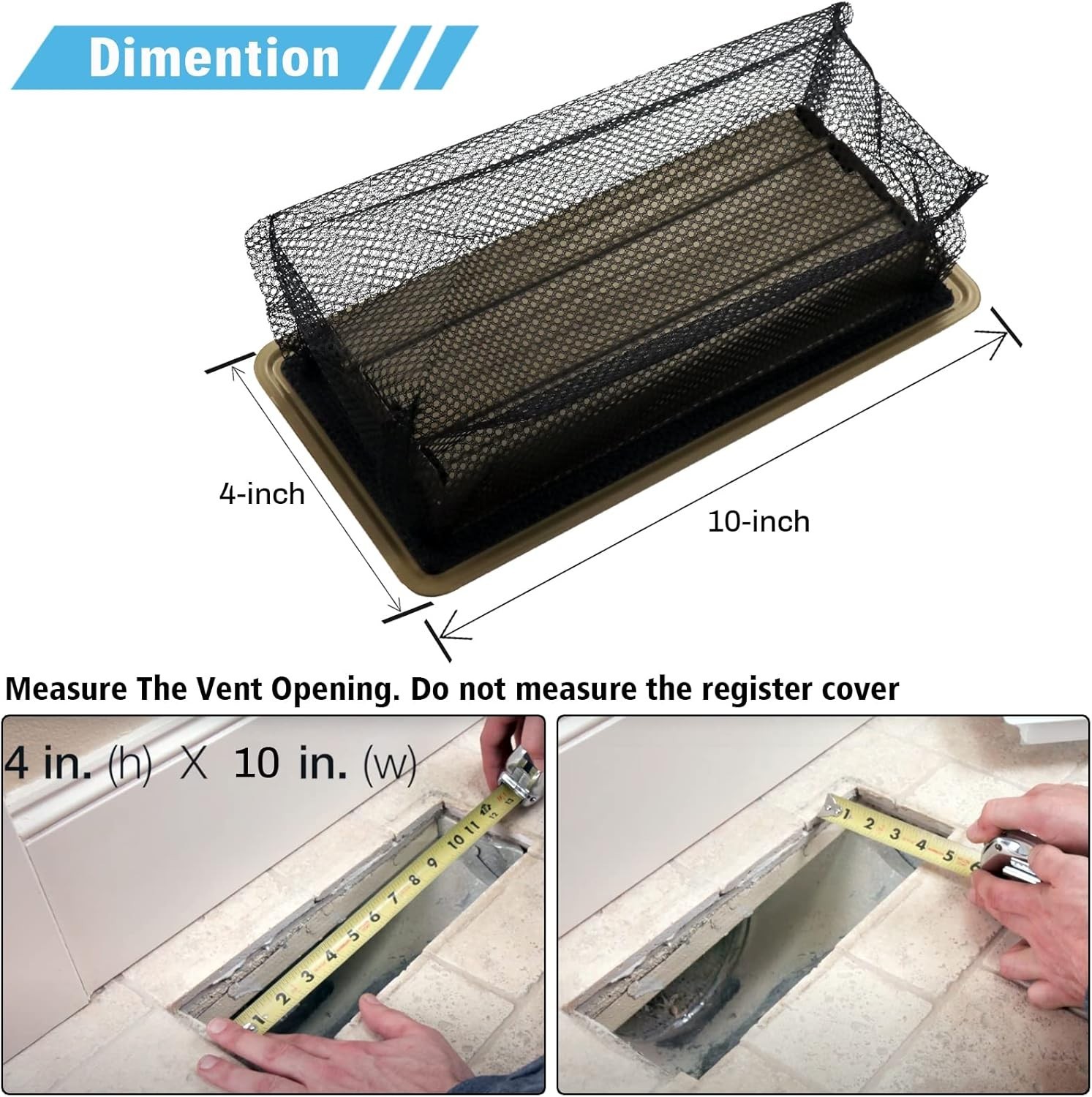 как выглядит 6 Pack 4x14 Floor Register Trap Cover Screen Air Vent Cover Mesh Filter for Home фото