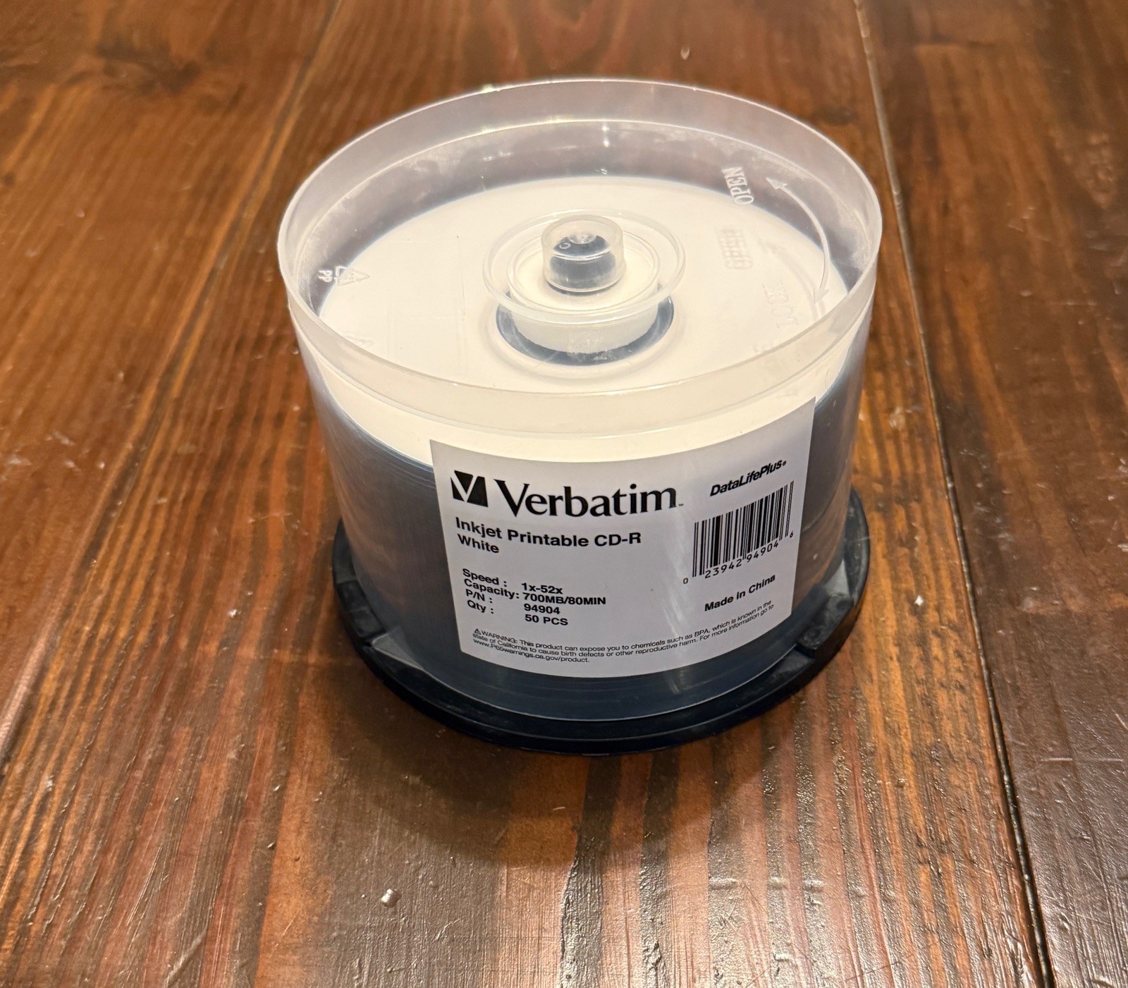 Verbatim 48 count Inkjet Printable CD-R 700mb 80min White Cakebox Pack