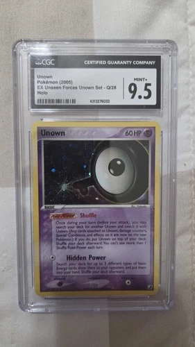 CGC 9.5 MINT+ Unown 2005 EX Unseen Forces Q/28 Holo Pokemon Card