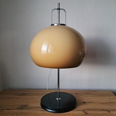 Vintage 1970s Meblo Table Lamp Brown Plastic Chrome Restored Retro Guzzini Lamp