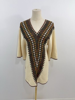 VTG 70s JC Penney Womens Sweater Tunic Flare Bell Sleeves Rare Hippy Boho