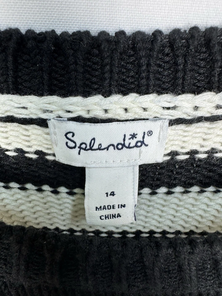 Espléndido suéter a rayas blanco y negro para niñas mezcla de algodón estrella 14 Foto 3 de 4