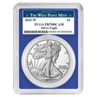 2023-W $1 1-oz Proof American Silver Eagle PCGS PR70DCAM West Point Label Blue