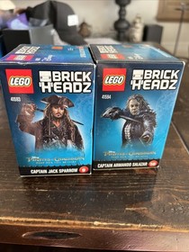 2 PIRATES CARIBBEAN ~ Lego BRICK HEADZ Lot ~ CAPTAIN SPARROW 41593 Salazar 41594