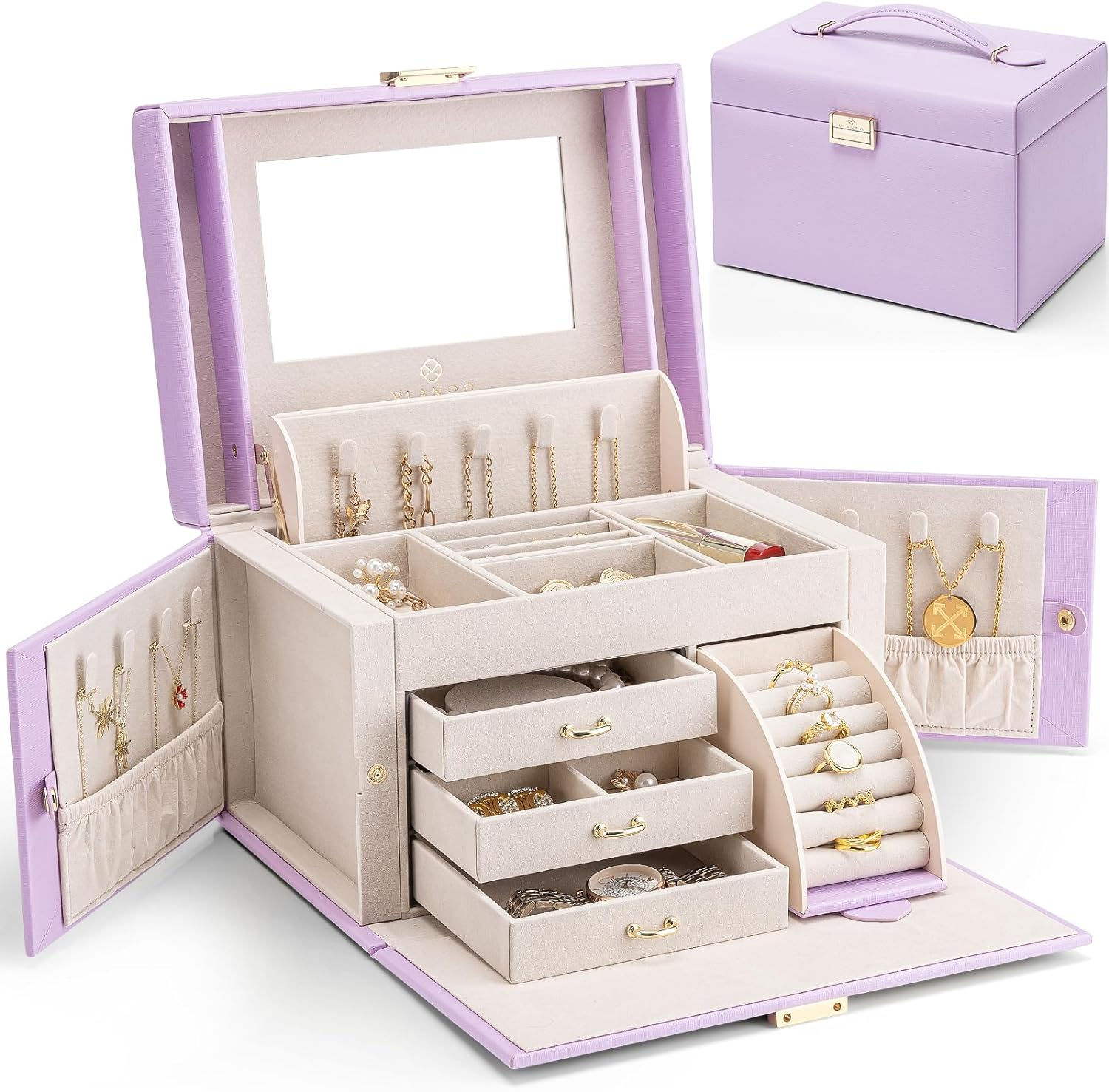 Jewelry Box Organizer for Girls Women, Large Baroque Jewelry Holder Organizer wi-image