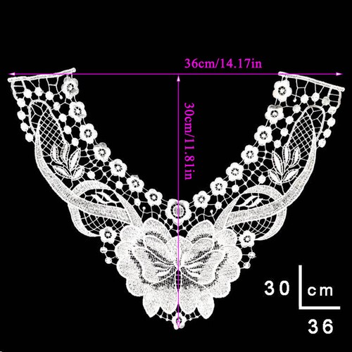 Flower Applique Lace Collar Edge Embroidered Neckline Sewing Patch Fabric DIY - Picture 7 of 38