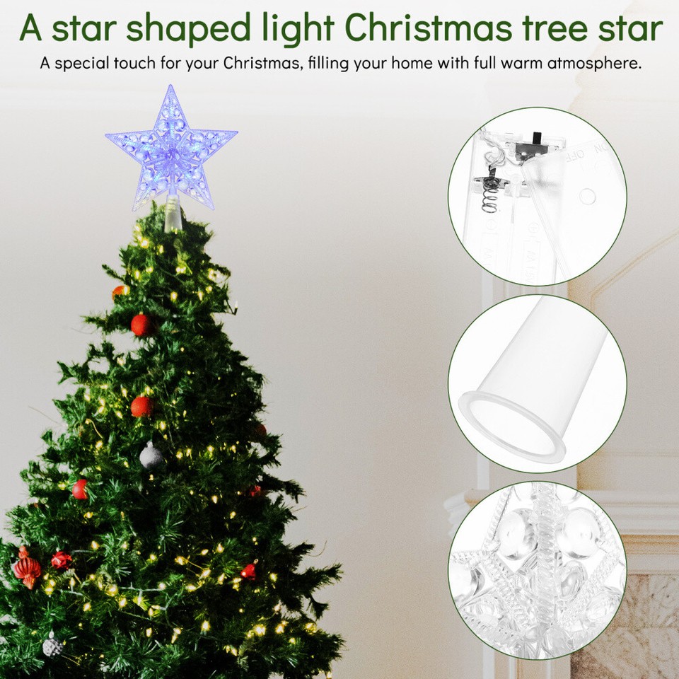 Xmas Star Tree Topper Led Mini Light up Christmas Lights Ornaments eBay