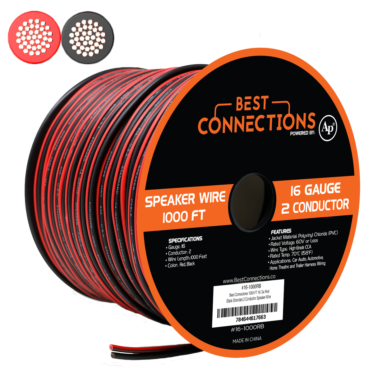 Automotive Wire GS Power Pure Copper 12 Gauge Red Black Bonded Zip ...