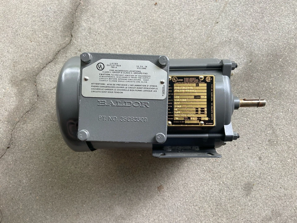 NEW BALDOR HAZARDOUS LOCATION ELECTRIC MOTOR BY370089,  .33HP 1460 RPM 3ph - Image 2 of 4