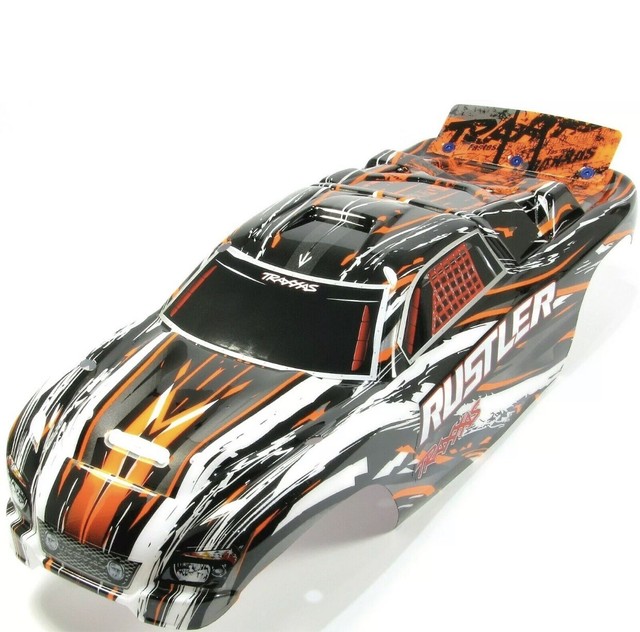 Traxxas Rustler Body Shell Orange White Black Painted VXL XL5 eBay