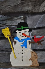 Frosty Snowman with Cardinal Wood Puzzle Toy Amish Made in the USA Figurine