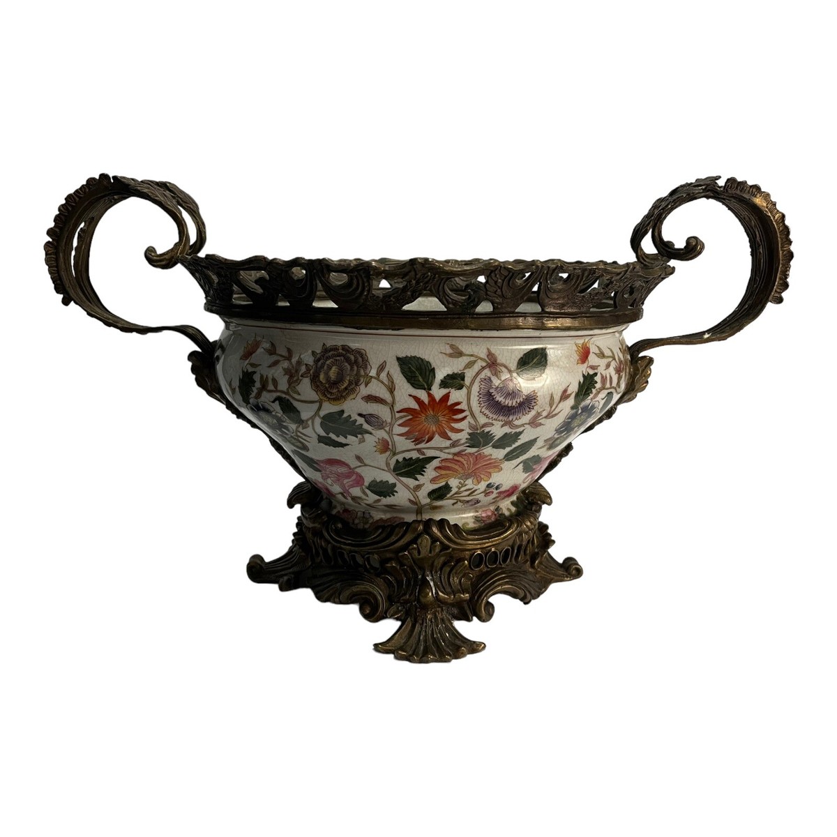 レアヴィンテージWong Lee 1895 天使の模様の花瓶/植木鉢貫入入り