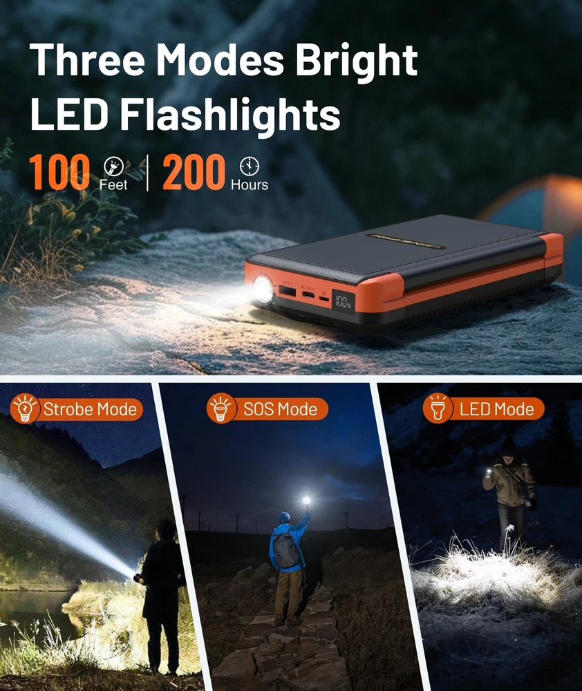 Power Bank Solar Charger 46800mAh Built in 4 Cables 3 Foldable Solar Panels, ... Power Bank Solar Charger 46800mAh Built in 4 Cables 3 Foldable Solar Panels, ...