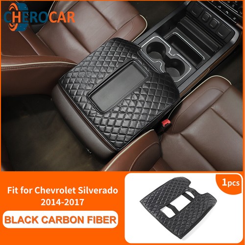 Carbon Fiber Center Console Armrest Pad Mat For Chevy Silverado/Suburban 2014-17 - Picture 2 of 14