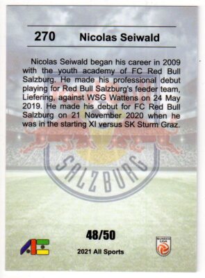 2020/21 NICOLAS SEIWALD ALL SPORTS BLUE PARALLEL ROOKIE #48/50 WOW 