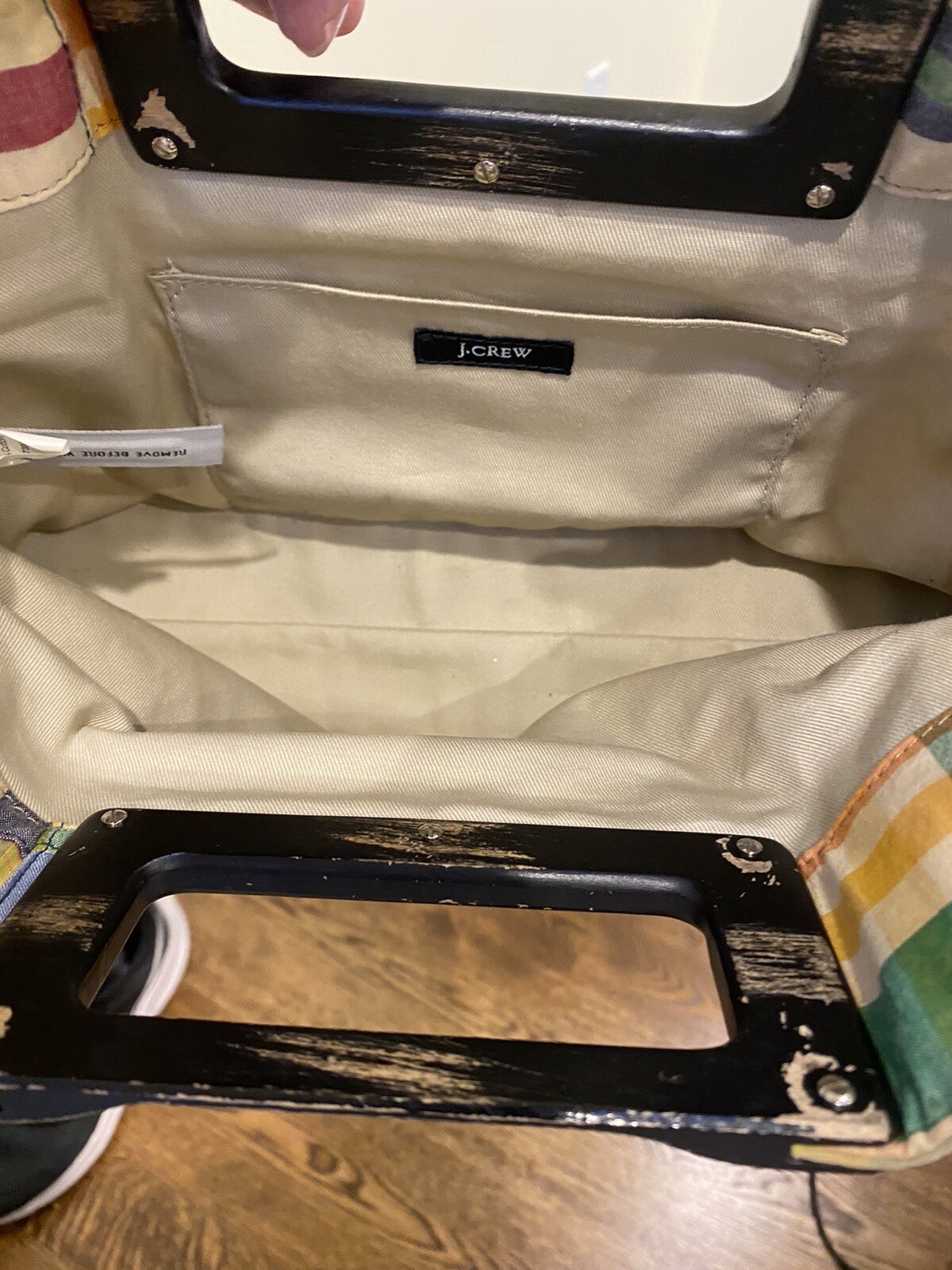 J Crew Rectangle Handle Preppy Patchwork Plaid Ma… - image 5