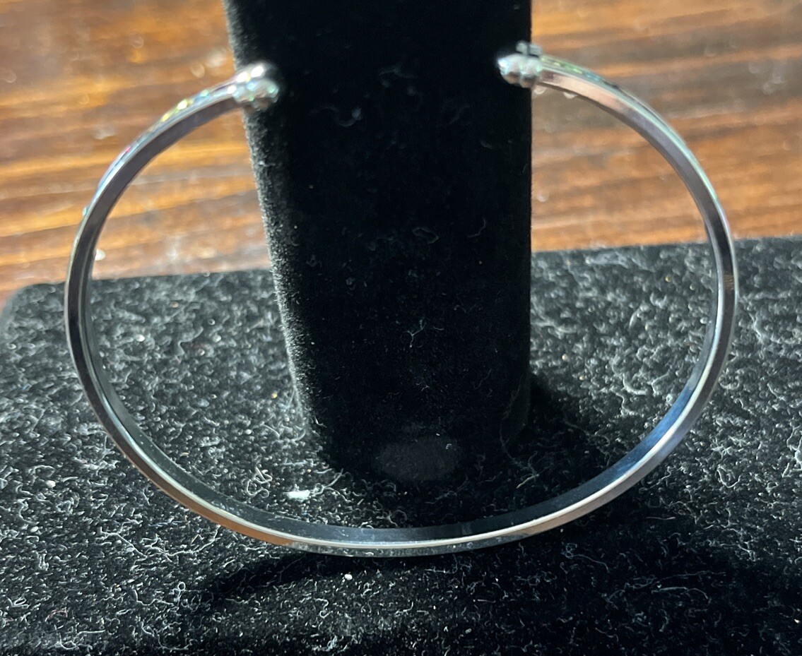 Beautiful Silver Colored Bangle Bracelet With Sto… - image 5