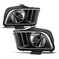 Black For 2005-2009 Ford Mustang V6 V8 Headlights Assembly Headlamps Left+Right