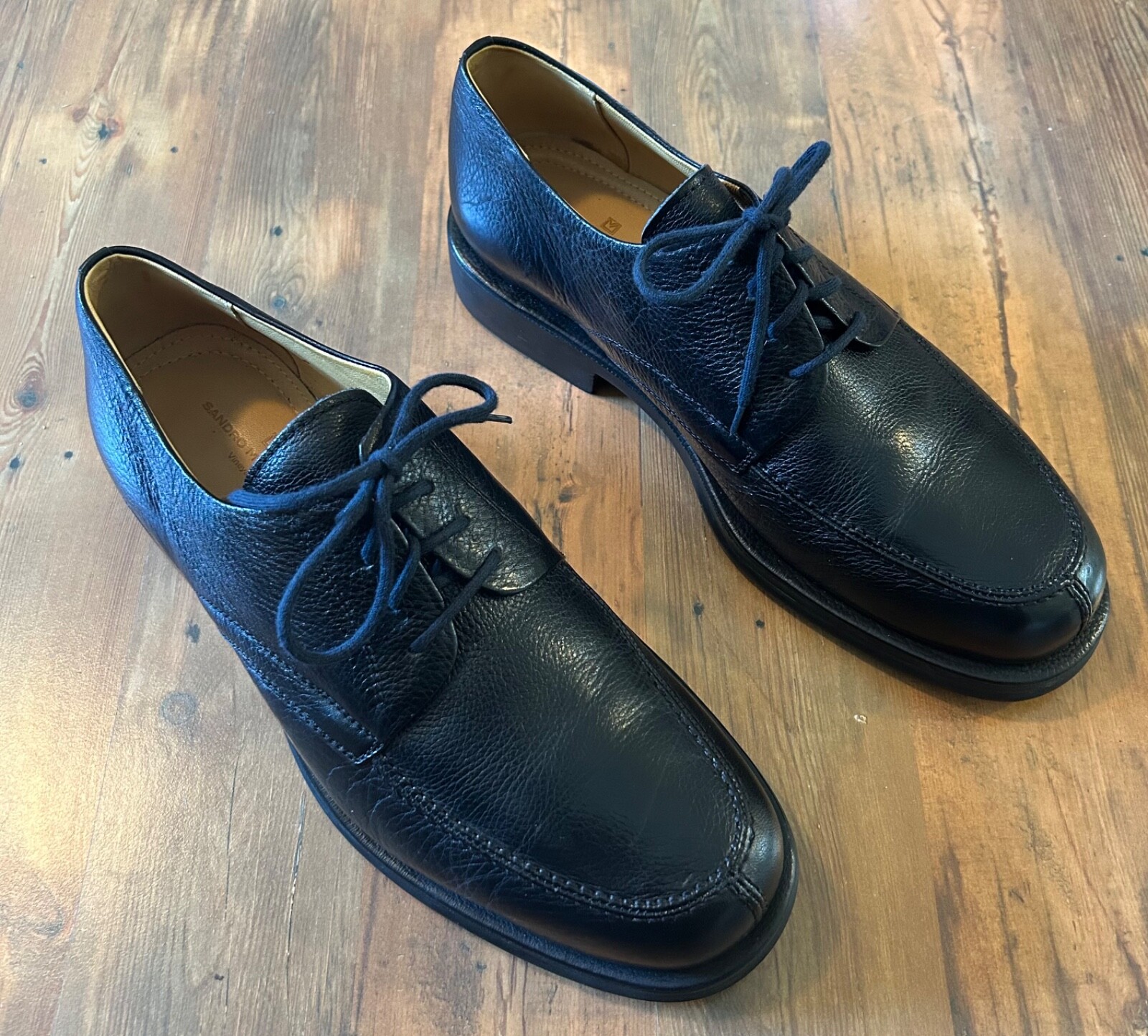 SAOLA SANDRO MOSCOLONI VIGNETO NERO PELLE MOCASSINO 10 1 2 D