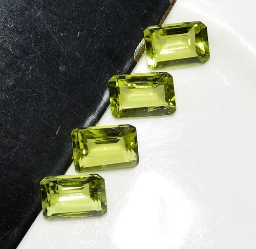 Natural Peridot Octagon Cut 7x5 mm 3.97 Cts Lot 04 Pcs Lustrous Loose Gemstones - Picture 4 of 6