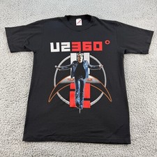 U2 360 Degrees 2011 Tour T Shirt Mens Medium Black Jerzees Hang Tag Made in USA