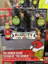 9 ft. W LED Grinch And Max Naughty or Nice Christmas Airblown  Inflatable Gemmy