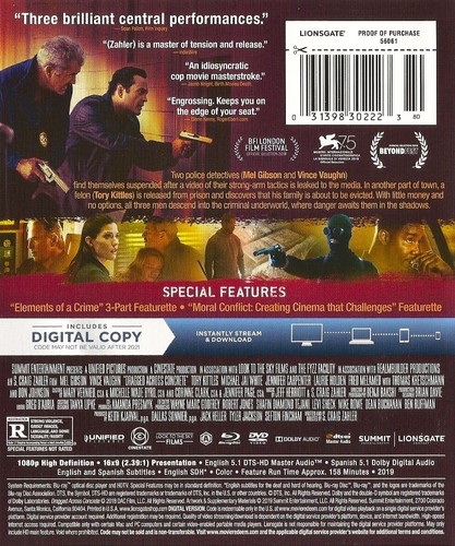 Dragged Across Concrete (Lionsgate Apr 2019) Blu-ray + DVD  - Foto 2 di 2