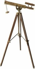 Antique Brass Telescope 18 Inch Double Barrel With Adjustable Tripod Stand