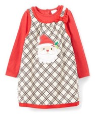SALE! NANNETTE BABY 18 Month, Santa CHRISTMAS Black/Cream Plaid Dress, Red, NWT
