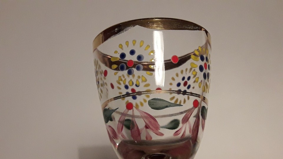 VINTAGE PAIR FRENCH GLASS ENAMEL GOBLETS STYLE OF LEGRAS eBay