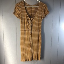 Aero Seriously Soft Striped Lace-up Bodycon Dress Size Large Spandex 