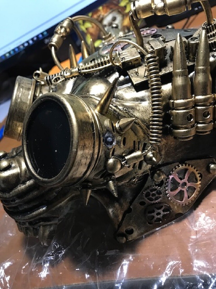 Scratch & Dent Mad Dog Metallic Gold Steampunk Wolf Face Mask