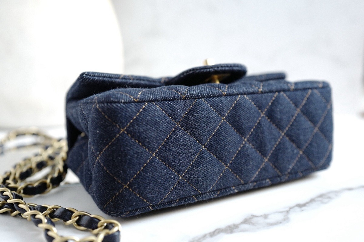 BNIB Chanel 25c Classic Mini Flap Bag in Denim Dark Blue ghw | eBay