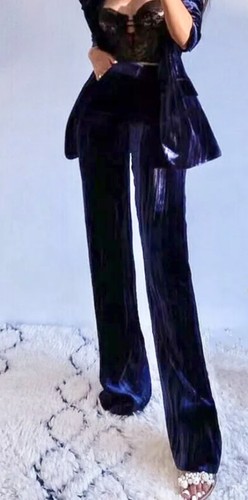 Zara Blue Mulberry Silk Blend Velvet 