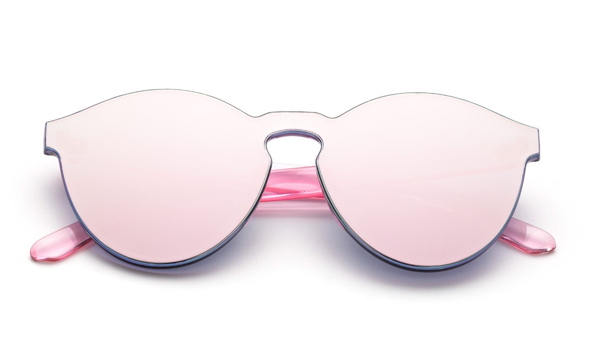 Pink Transparent Cat Eye Sunglasses Gorgeous Keyhole Mirror  display picture 2