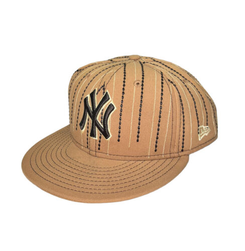 New York Yankees New Era 59Fifty RARE Pinstripe Beige Gold Hat Size 8 - Picture 2 of 8