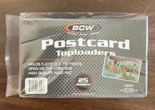 1 Package 25 BCW Postcard Toploaders 5.875" X 3.75" High Quality Rigid PVC