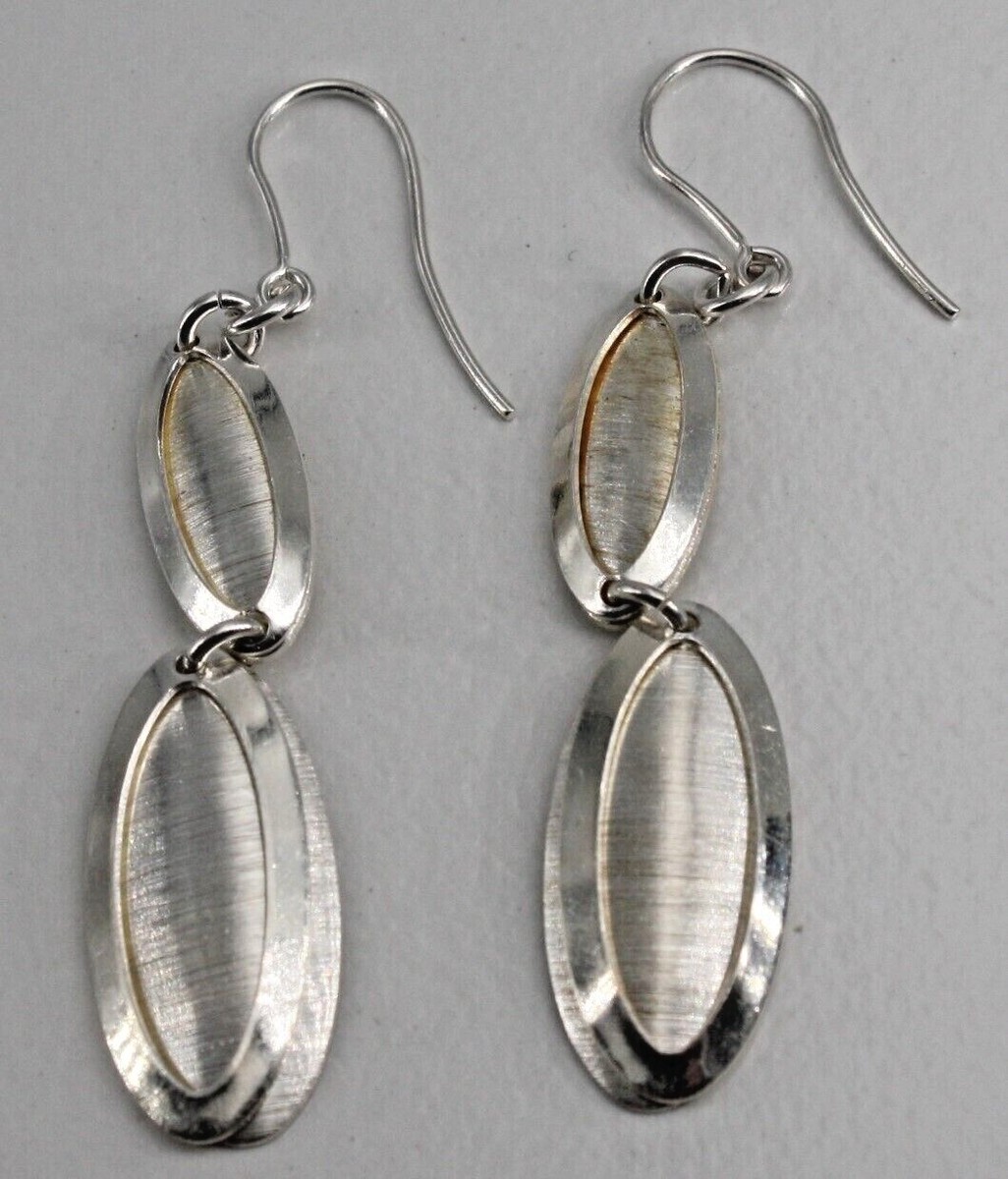 Sterling Silver Earrings Drop Dangle Hook Clasp Italian