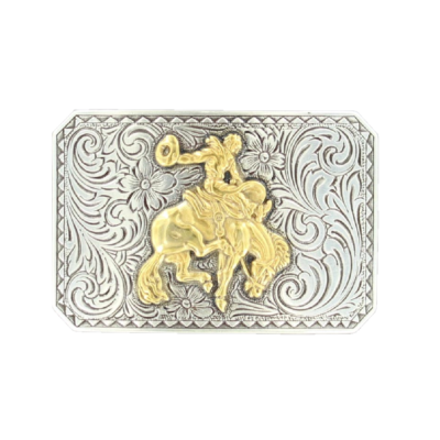 Nocona Mens Silver & Gold Bronc Rider Belt Buckle 37558 | eBay