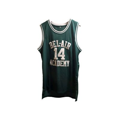 Green Bel-Air Academy THE FRESH PRINCE #14 Basketball Jersey Sz Lg Retro Style 